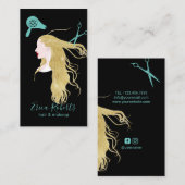 美しいの女の子の金ヘアーサロンの美容師 名刺 (正面/裏面)