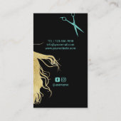 美しいの女の子の金ヘアーサロンの美容師 名刺 (裏面)