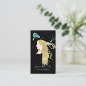 美しいの女の子の金ヘアーサロンの美容師 名刺 (スタンド正面)