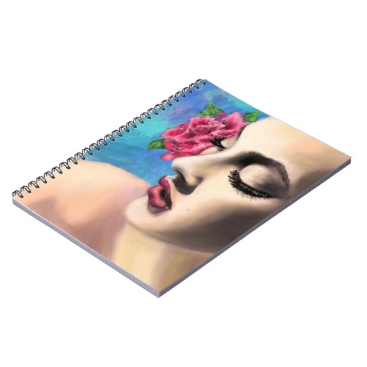 美しいの女性とレッドローズノートブック ノートブック (左側)