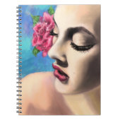 美しいの女性とレッドローズノートブック ノートブック (正面)
