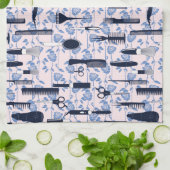 美しいの心配の青のバラパターン キッチンタオル (折り畳み)