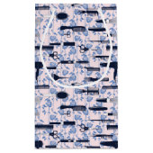 美しいの心配の青のバラパターン スモールペーパーバッグ (裏面)