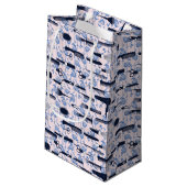 美しいの心配の青のバラパターン スモールペーパーバッグ (裏面アングル)