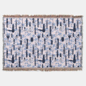 美しいの心配の青のバラパターン スローブランケット (正面)