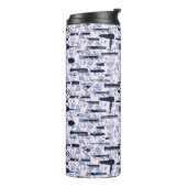 美しいの心配の青のバラパターン タンブラー (回転左)