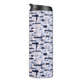 美しいの心配の青のバラパターン タンブラー (回転右)