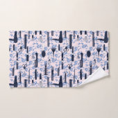 美しいの心配の青のバラパターン バスタオルセット (ハンドタオル)