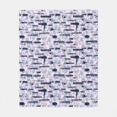 美しいの心配の青のバラパターン フリースブランケット (正面)