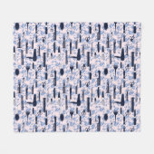 美しいの心配の青のバラパターン フリースブランケット (正面(横))