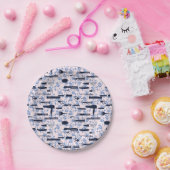 美しいの心配の青のバラパターン ペーパープレート (パーティー)