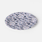 美しいの心配の青のバラパターン ペーパープレート (アングル)