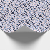 美しいの心配の青のバラパターン ラッピングペーパー (角)