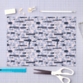 美しいの心配の青のバラパターン 薄葉紙 (クラフト)