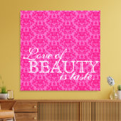 「美しいの愛は味だ」ホットピンクのダマスクキャンバス キャンバスプリント (インサイチュ (リビング))