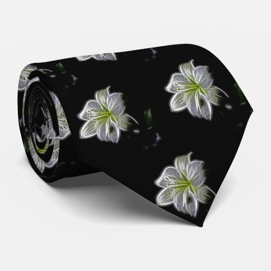 美しいの白い花パターン ネクタイ (ロール)