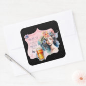 美しいの目にビールホルダーヴィンテージレディ スクエアシール (封筒)