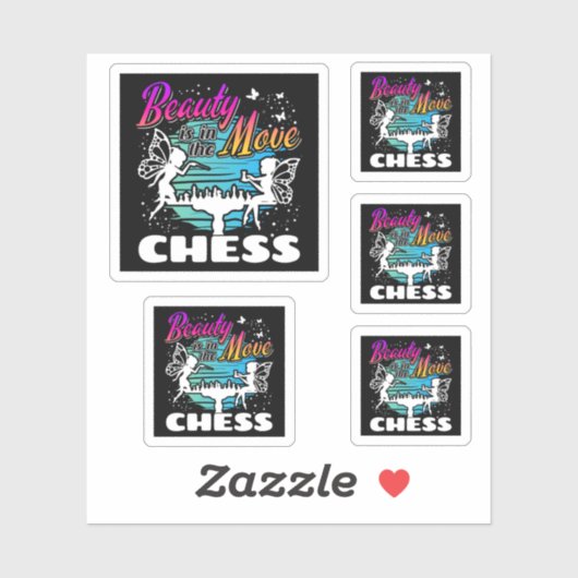 美しいの移動 – 女子チェスプレーヤー シール (シート)
