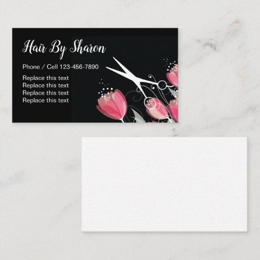 美しいの美容師の花柄 名刺 (正面/裏面)