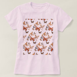 美しいの翼:女性の蝶のプリントTシャツ Tシャツ