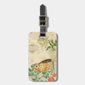 美しいの花のヴィンテージのフクロウの荷物のラベルは上がりました ラゲッジタグ (正面縦)