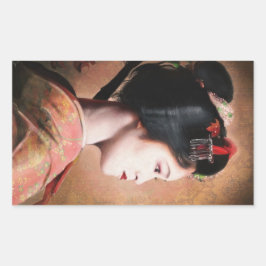美しいの芸者カッコいい – 東洋絵画日本人 長方形シール