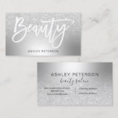 美しいの銀のグリッターのグラデーションな金属ホイル 名刺 (正面/裏面)