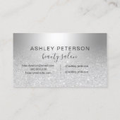 美しいの銀のグリッターのグラデーションな金属ホイル 名刺 (裏面)