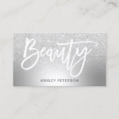 美しいの銀のグリッターのグラデーションな金属ホイル 名刺 (正面)