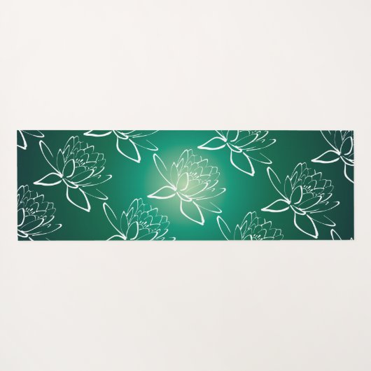 美しいはすの花の白い緑のグラデーションなグラデーション ヨガマット (裏面(横))