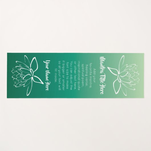 美しいはすの花の白い緑のグラデーションなグラデーション ヨガマット (正面(横))