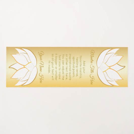 美しいはすの花の金ゴールドの白くグラデーションなグラデーション ヨガマット (正面(横))