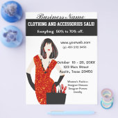 美しいはっきりしたファッションレッド動物ヒョウ柄 チラシ (シングル)