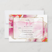 美しいはっきりした緋色の牡丹の食事の選択 出欠カード (正面)