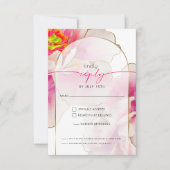 美しいはっきりした緋色の牡丹の食事の選択 出欠カード (正面)