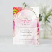 美しいはっきりした緋色の牡丹の食事の選択 出欠カード (スタンド正面)