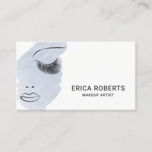 美しいはメーキャップアーティストの淡いブルーの水彩画を打ちます 名刺