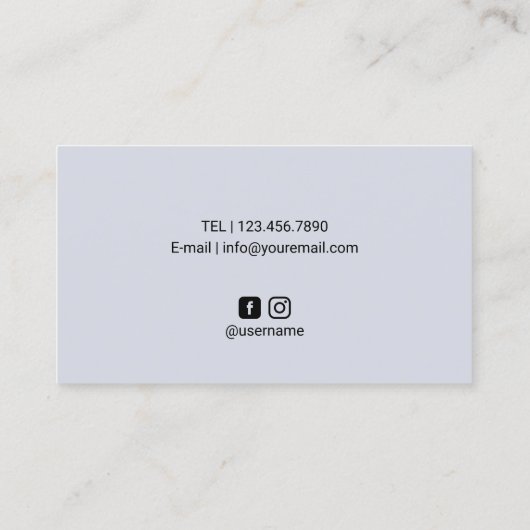 美しいはメーキャップアーティストの淡いブルーの水彩画を打ちます 名刺 (裏面)