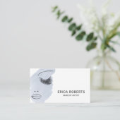 美しいはメーキャップアーティストの淡いブルーの水彩画を打ちます 名刺 (スタンド正面)