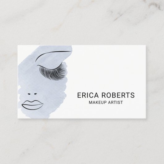 美しいはメーキャップアーティストの淡いブルーの水彩画を打ちます 名刺 (正面)