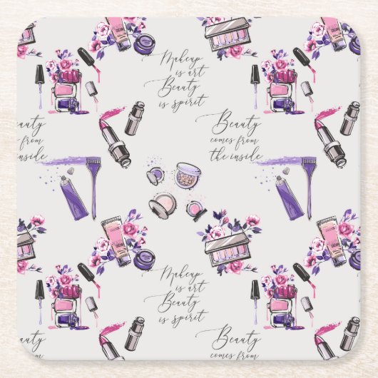 美しいは中パターンから来ます スクエアペーパーコースター (正面)