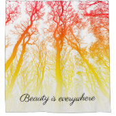 美しいは至る所で暖かい夕日の木グラデーション々 シャワーカーテン (正面)