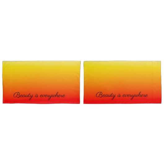 美しいは、どこでも赤から黄色の色のフェード 枕カバー (正面-セット)