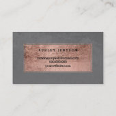 美しいばら色の金ゴールドのタイポグラフィのセメントの灰色です 名刺 (裏面)