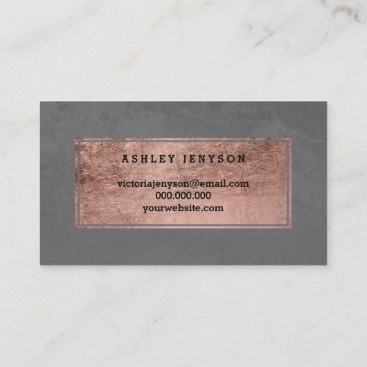美しいばら色の金ゴールドのタイポグラフィのセメントの灰色です 名刺 (裏面)