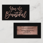 美しいばら色の金ゴールドのタイポグラフィの黒です 名刺 (正面/裏面)