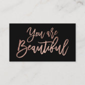 美しいばら色の金ゴールドのタイポグラフィの黒です 名刺 (正面)