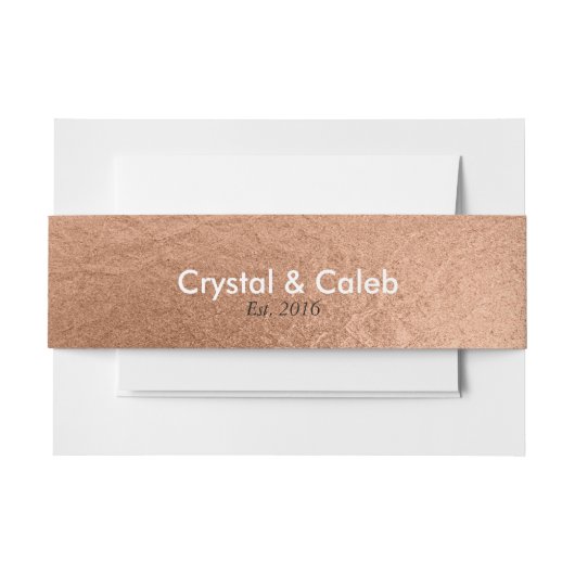 美しいばら色の金ゴールドのホイル効果 招待状ベリーバンド (正面例)