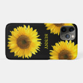 美しいひまわりがプリントされたブラックのiPhoneケース Case-Mate iPhoneケース (裏面(横))