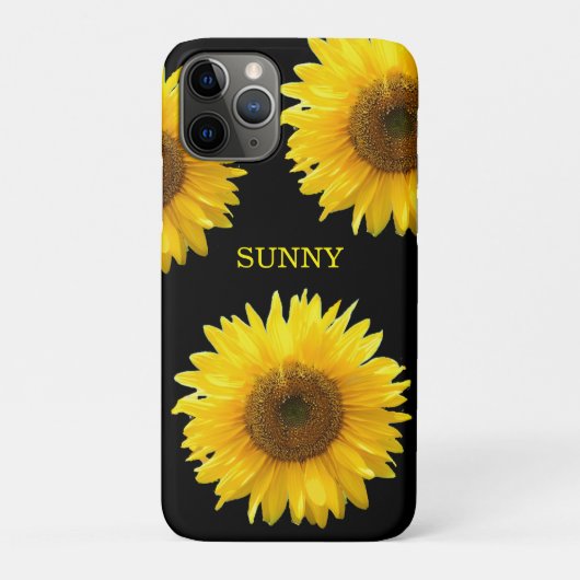 美しいひまわりがプリントされたブラックのiPhoneケース Case-Mate iPhoneケース (裏)